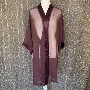 Vintage Intimate Affair California Purple Sheer Robe No Belt‎ Women's Large